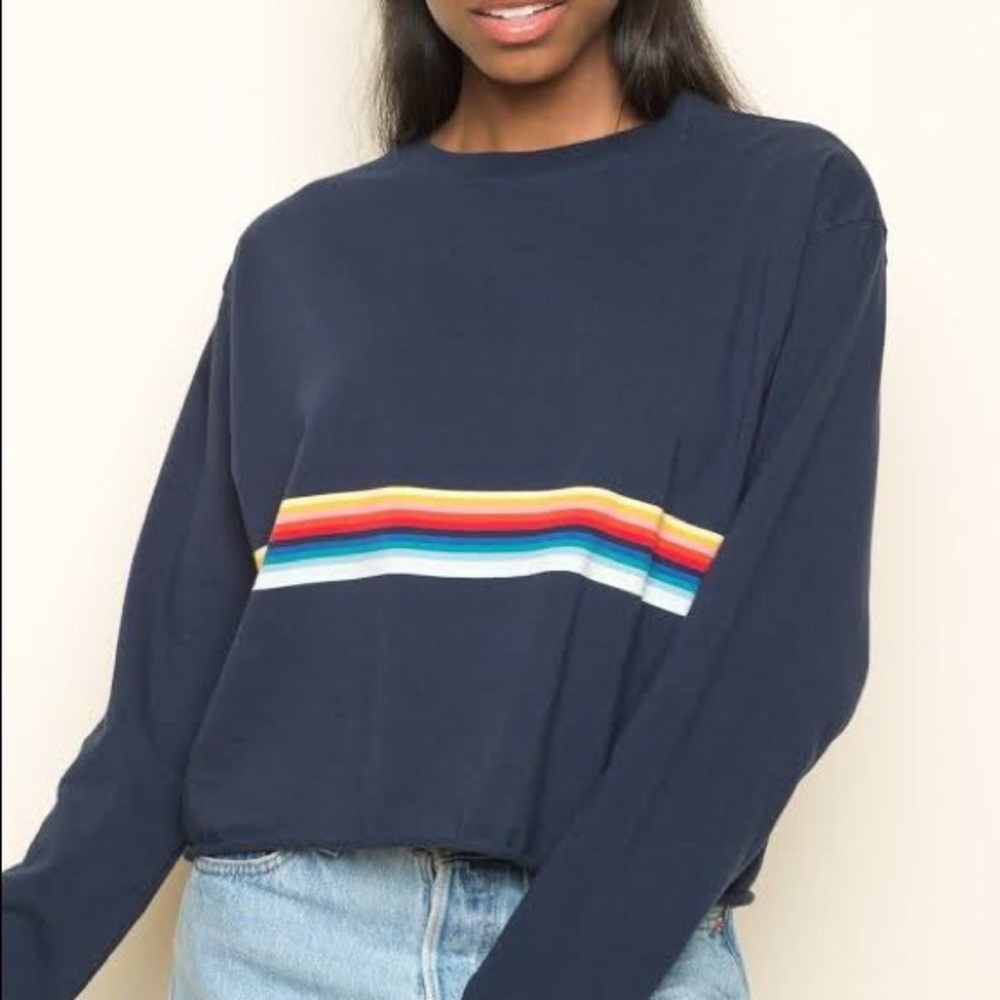 Brandy Melville John Galt Rainbow Striped Crop Top
